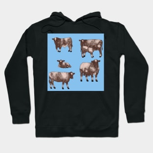 Shorthorn Cattle Pattern Blue Hoodie